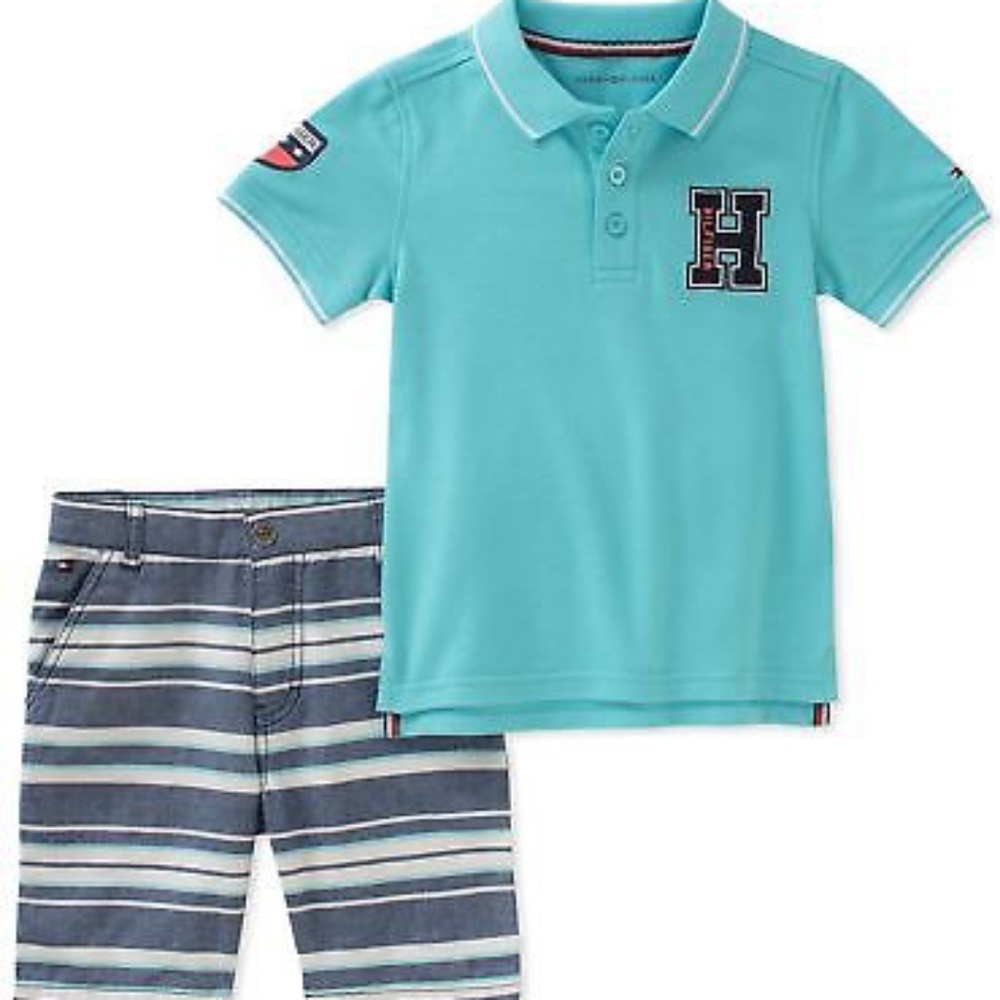 Tommy Hilfiger Baby Boys 2 Piece Polo Shorts Set